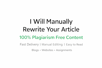 rewrite articles manually with 100 plagiarism free content