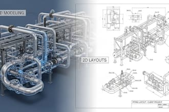 design piping 3d model and 2d layouts