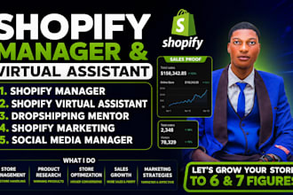 be your shopify manager shopify dropshipping mentor VA store audit and marketing