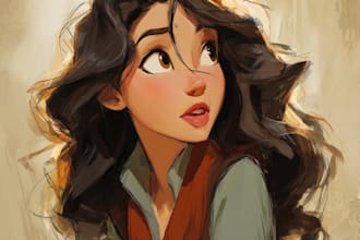 draw a portrait in semi realism, disney or cartoon style