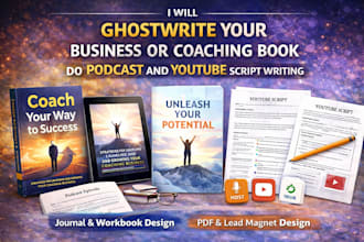 ghostwrite your business or coaching book do podcast and youtube script writing