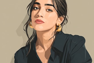 draw minimalist portrait, flat portrait, faceless vector art