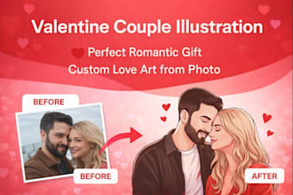 create romantic couple illustration for valentine day gift