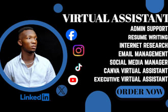 personal executive virtual assistant resume writing canva va admin support