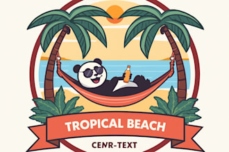 design travel, summer holidays, and beach enjoying logo