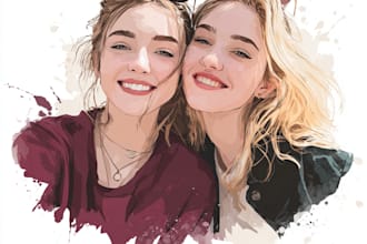 create couple portrait into disney style friendship portrait