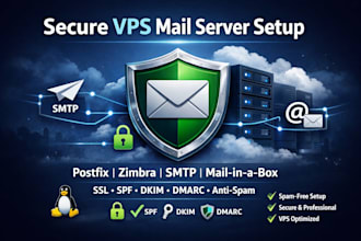 set up secure mail server with postfix zimbra or mail in a box on vps