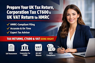 prepare your UK tax return, corporation tax ct600 and uk vat return to hmrc
