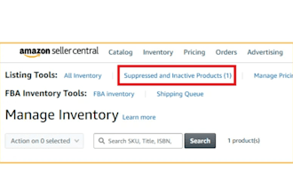 fix the search suppressed item of your amazon inventory