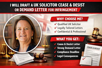 draft a UK solicitor cease and desist or demand letter for infringement