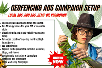 launch geofencing ads campaign local cdb hemp oil ads business website promotion