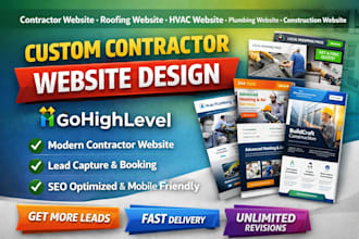 build a contractor roofing hvac plumbing construction website on gohighlevel web