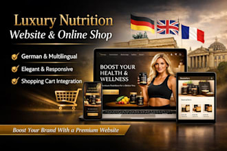 design a luxury nutrition wix website with shopping cart in german multilingual