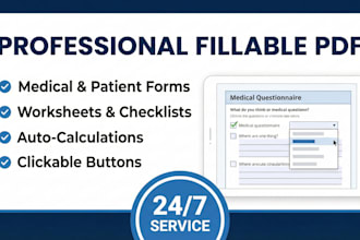 design fillable PDF forms, checklists, worksheets and medical form questionnaire
