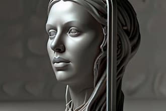 3d bust, head, face models 3d anime sculpted  for 3d printing game and animation