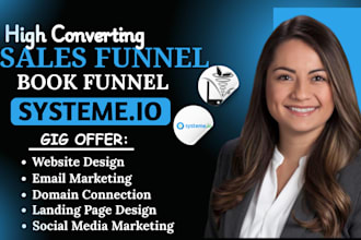 design systeme io funnel, author book funnel and ebook landing page sales funnel