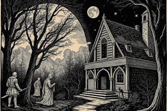 do a medieval woodcut gothic etching illustration