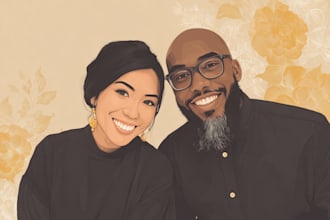 design fabulous couple portrait illustration