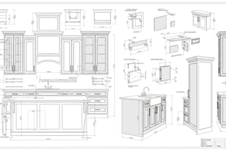 do millwork shop drawings, kitchen furniture with autocad