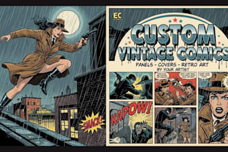create custom vintage comic art panels retro book illustration classic comic