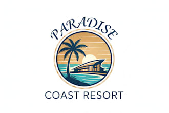 design a luxurious and relaxing resort logo for your brand