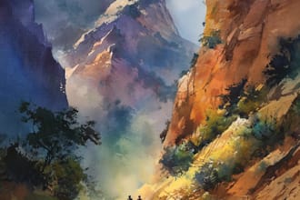 paint landscapes in watercolor