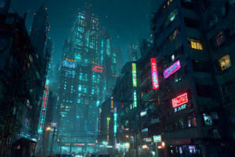 design amazing science fiction city cyberpunk