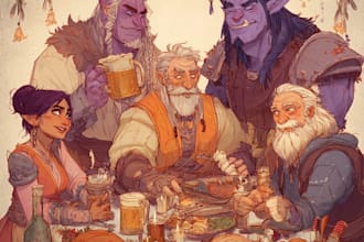 design custom dnd party portraits and group art
