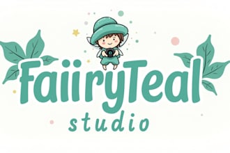 create an eye catching fairy teal studio logo with unlimited revisions