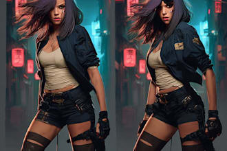 create a cyberpunk and retro aesthetic characters