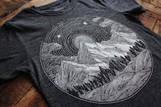 create linocut t shirt design for brand
