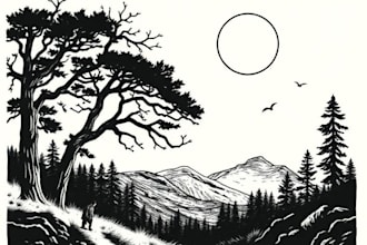 draw linocut illustration for tshirt design