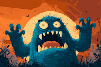 draw cute cartoon character, alien, animal, monster