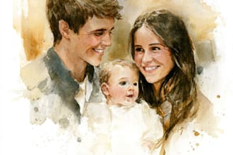 custom watercolor family portrait from photo