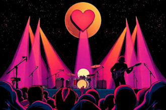 create bold music cover illustrations for bands and artists