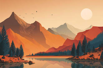 illustrate beautiful flat landscape illustration art