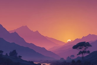 draw custom flat landscape scenery illustration