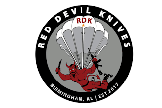 design attractive war prop mean logo for red devil knives