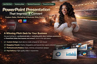 create sales and marketing pitch deck, business presentation slides, power point