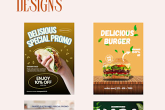 design eye catching food posters for restaurant and social media