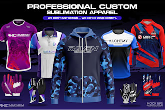 create jersey design for esport, fishing, polo shirt, gloves, teamwear