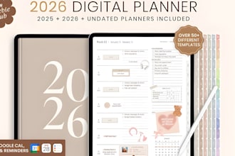 design 2026 digital planner, calendar and editable planner