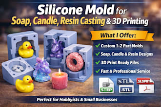 create silicone mold, soap mold, candle mold, resin casting for 3d printing