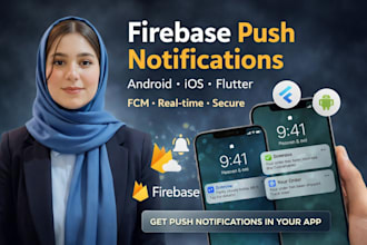 add  firebase  push notification  for flutter ,ios,and android