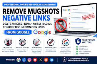 remove mugshots negative links delete article deindex arrest records from google