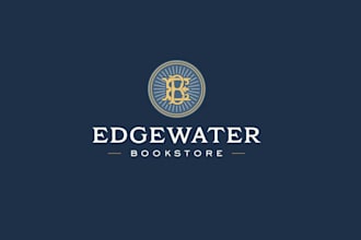 design unique edge water bookstore logo