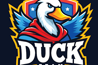 design an awesome duck gaming esport mascot logo