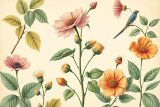create a beautiful vintage botanical illustration