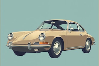 design vintage retro illustration for car portrait