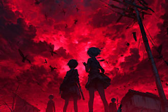 custom manga, anime cartoon illustration